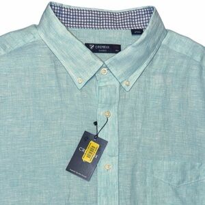 CREMIEUX ☆ 100% Linen Short Sleeve Button Down Shirt